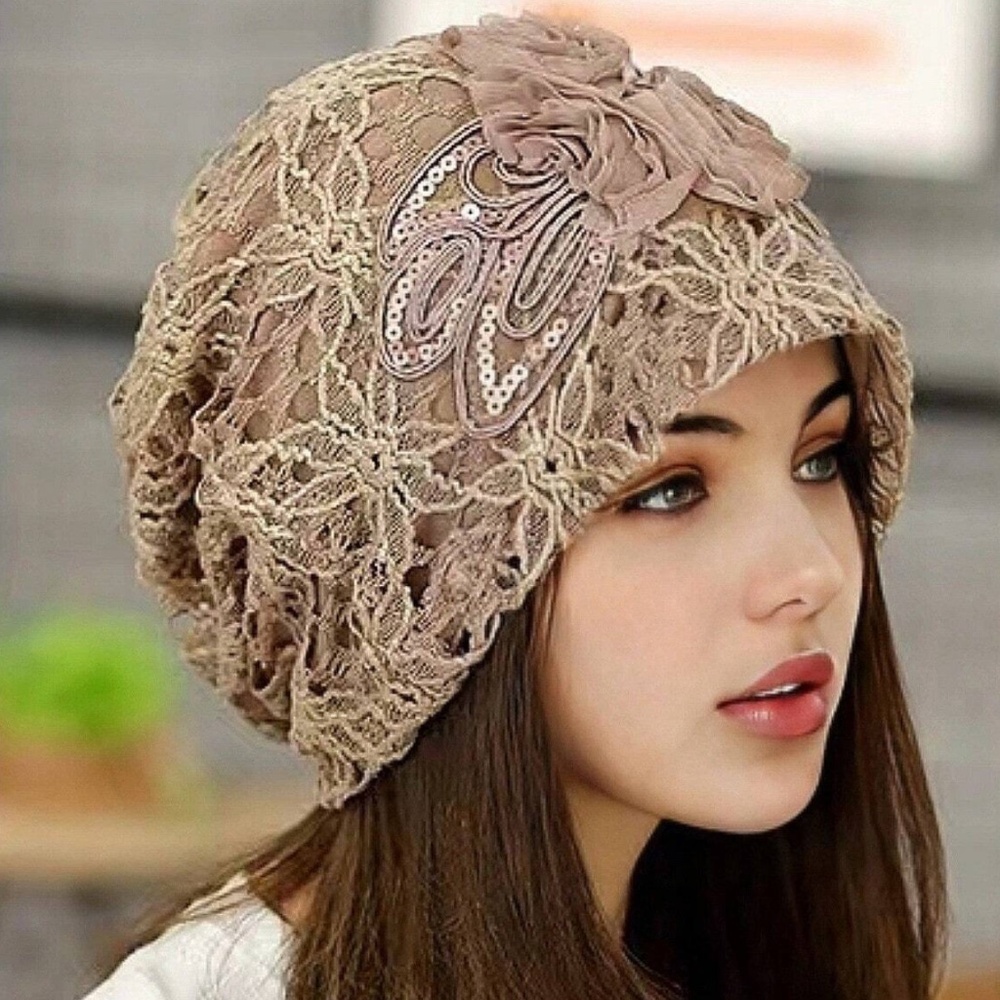 Luxe Sequin Floral Applique Lightweight Hat